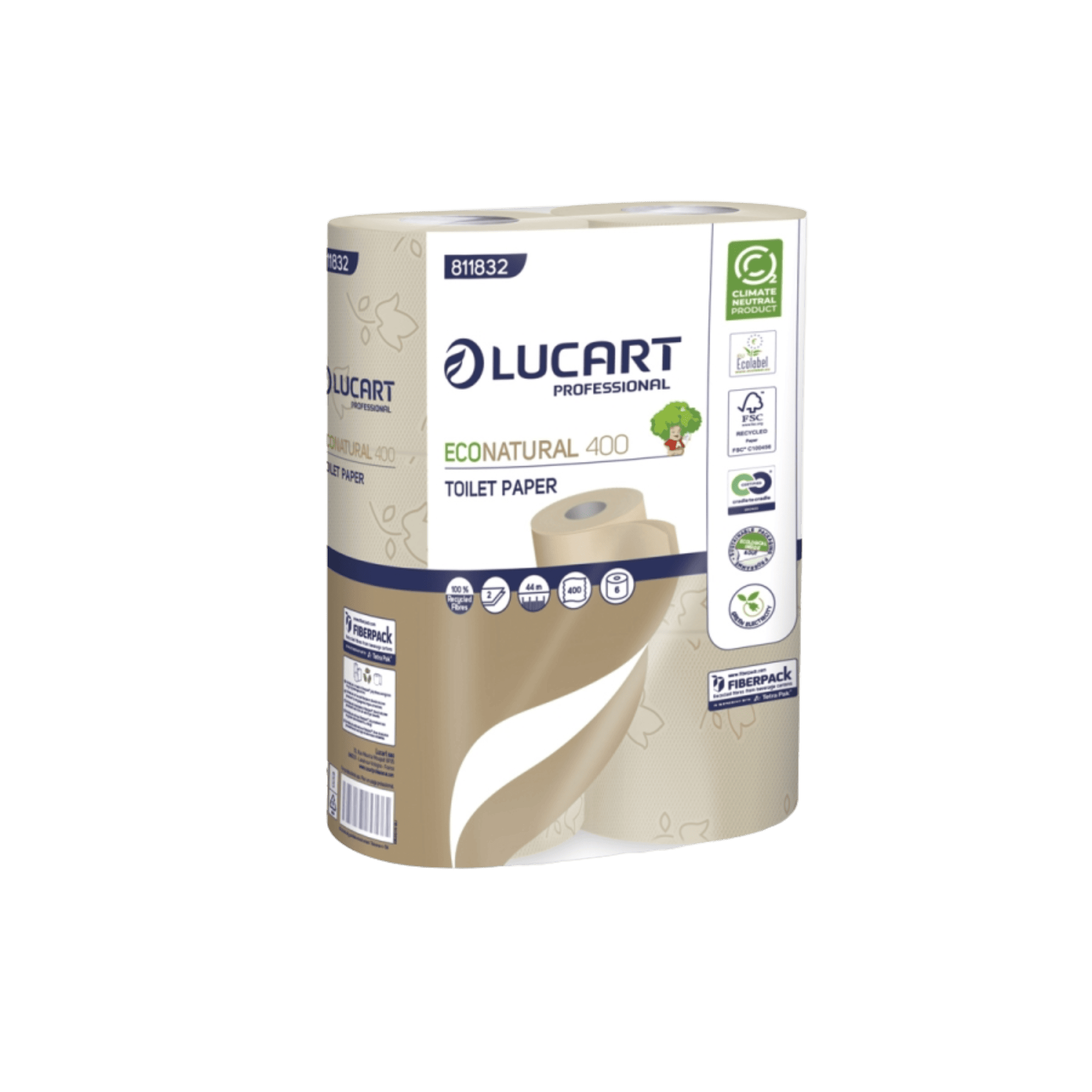 Lucart EcoNatural toiletpapir 2-lags – pakke á 30 ruller